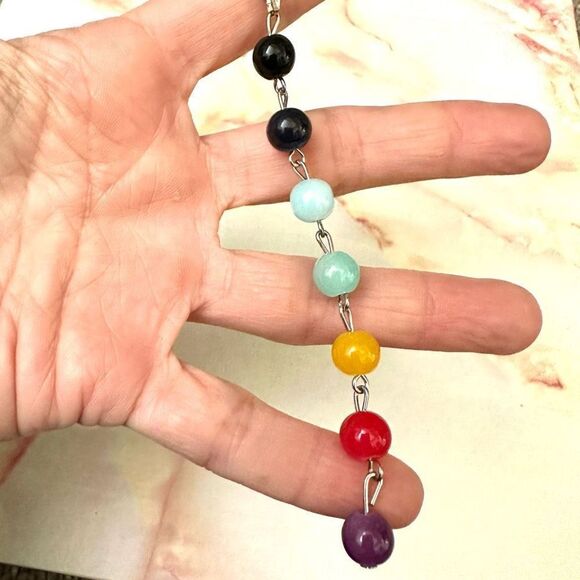 Long beaded chakra pendant necklace - Picture 9 of 12